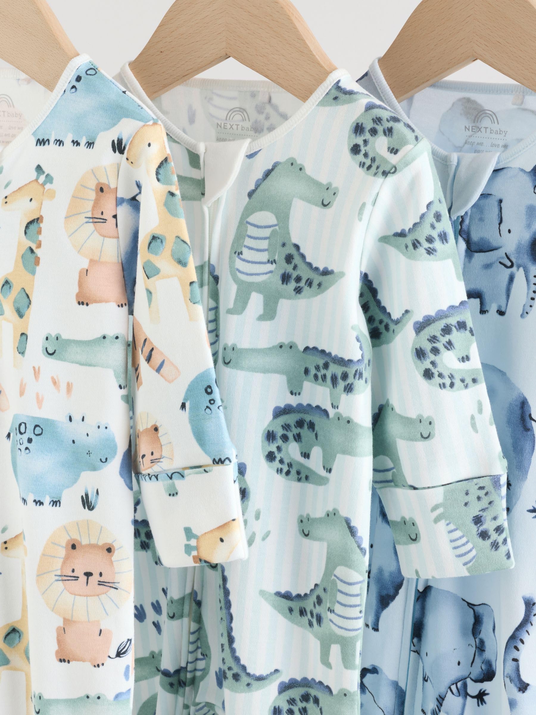 NEXT Bambini Confezione da 3 Tutine Bebè con Zip bidirezionale
