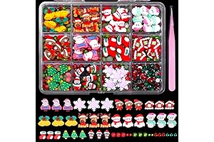 Colorful Resin Christmas Nail Charms with Rhinestones Embellishments