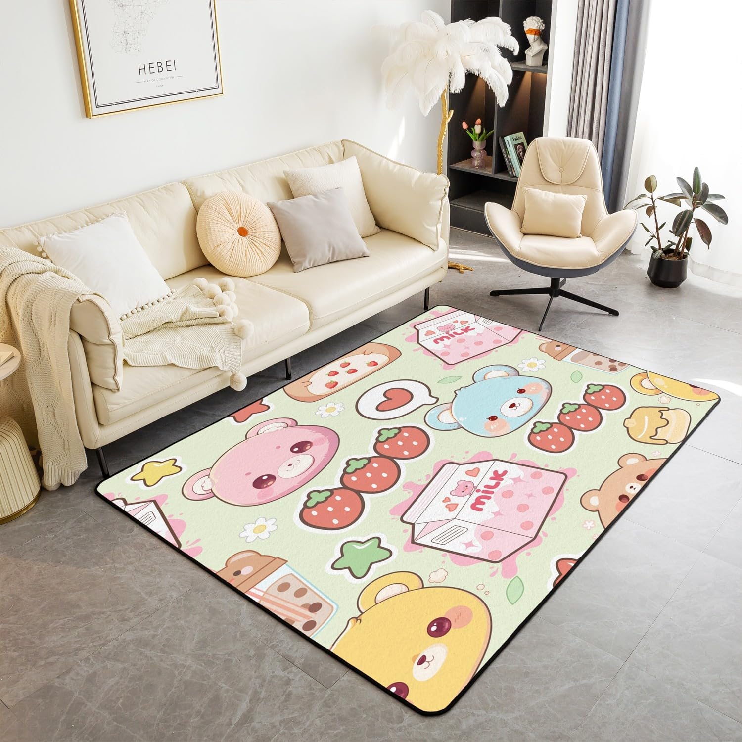 Mermaid Area Rug 3x5 for Kids Boys Girls Ocean Life Sea Animal Decorative Carpet Set Fish Scales Living Room Rugs Room Decorations Girly Pink Indoor Floor Mat（No Glitter）