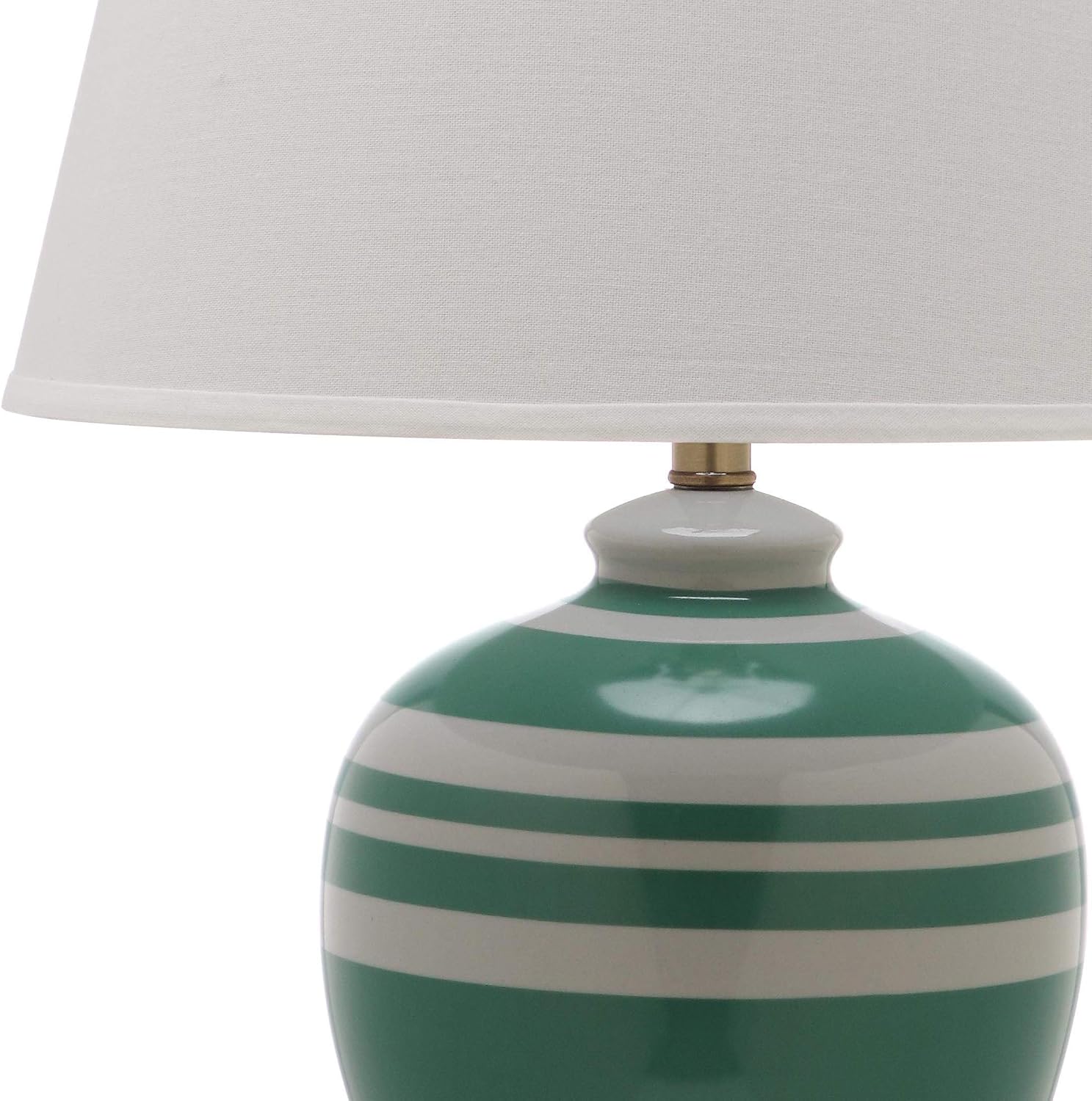 SAFAVIEH Lighting Collection Pottery Stripe Ginger Jar Green/ White 29-inch Bedroom Living Room Home Office Desk Nightstand Table Lamp Set of 2 (LED Bulbs Included)