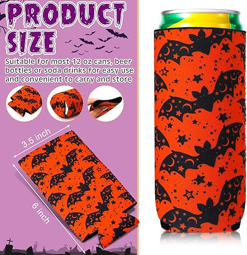 Miniatura 2 de Zhehao 16 fundas para enfriar latas de Halloween de neopreno con aislamiento de neopreno para adultos, regalos de fiesta de Halloween, calabaza,