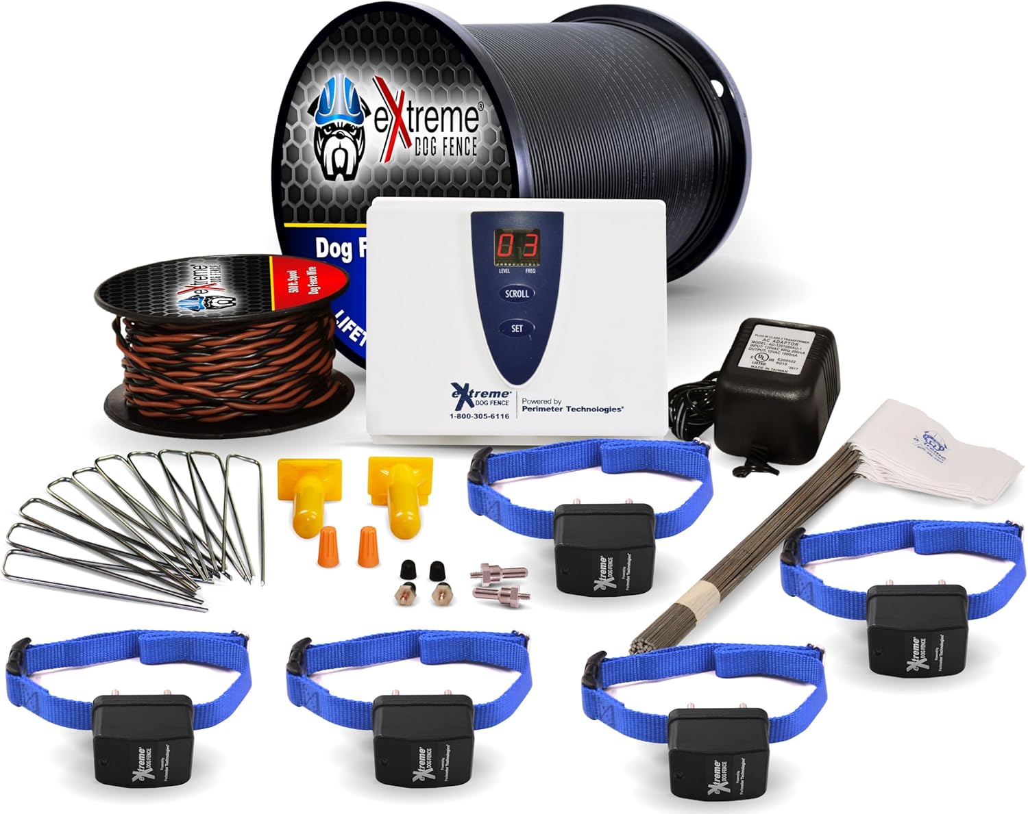 Electric Dog Fence Stubborn Dog - 1-Dog 1000' of Pro Grade Heavy Duty Boundary Wire for 1/3 Acre Pet Fence and 8 Correction Levels to Accommodate Larger, More Stubborn Dogs