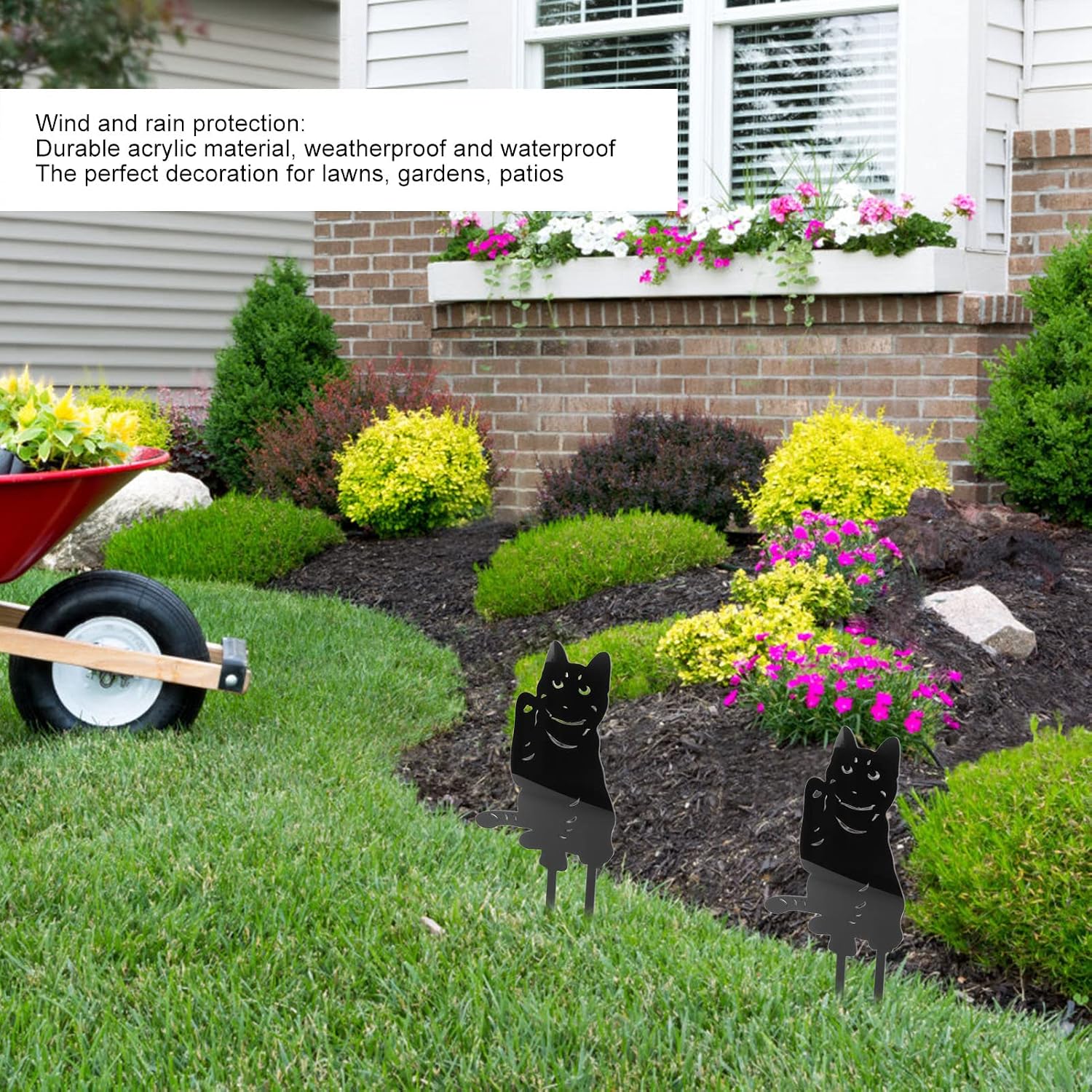 Black Cat Decorative Garden Stake Weatherproof Acrylic Stake Animal Statue for Lawn, Patio
