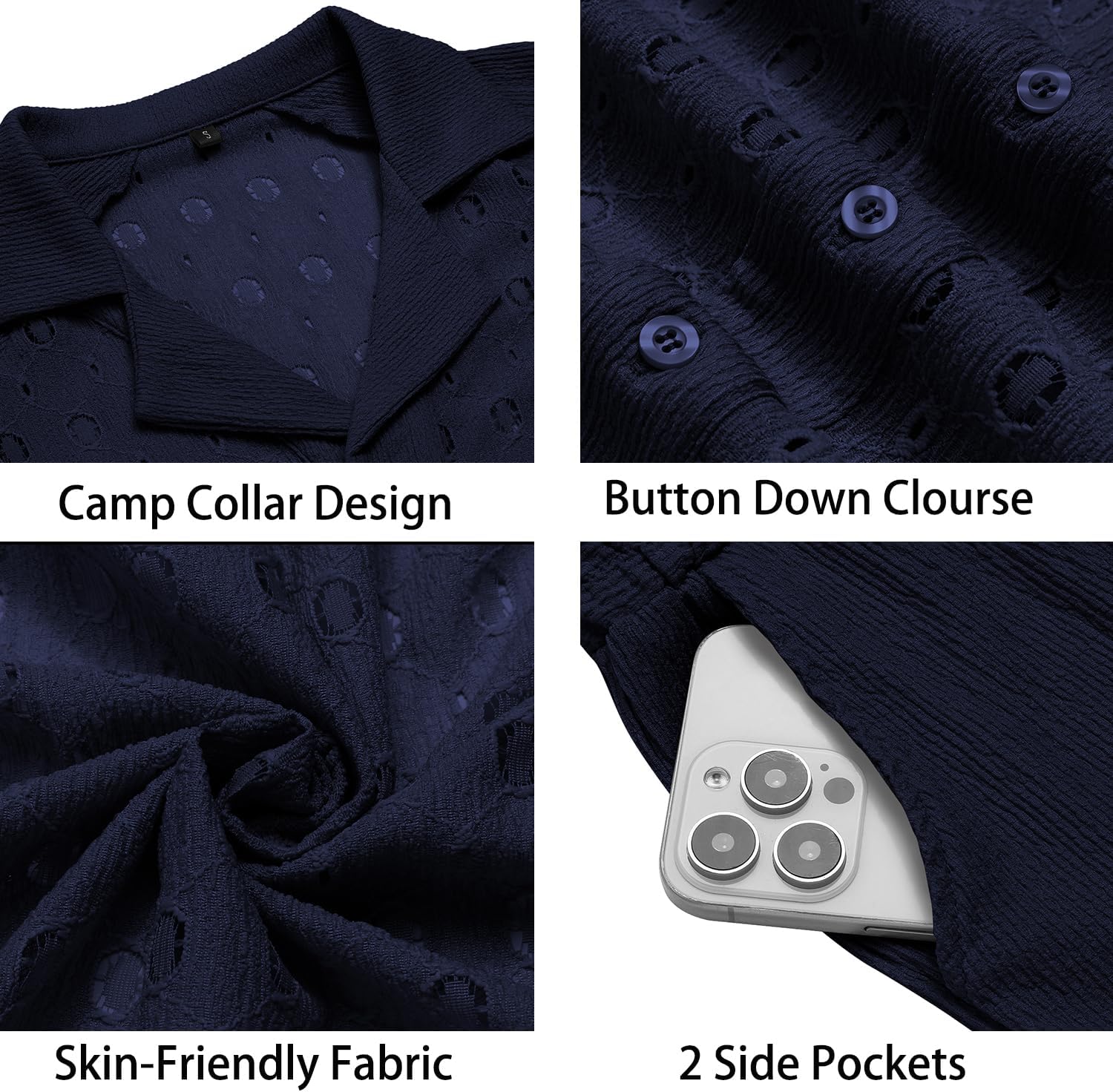 URRU Men's 2 Piece Short Set Beach Vacation Outfits Casual Summer Short Sleeve Button Down Shirt and Shorts Set - Image 5