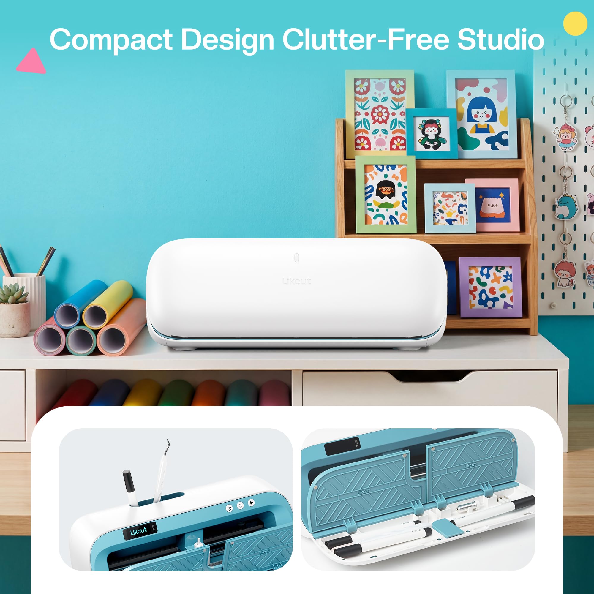 Likcut S41 Machine de Découpe (Bleu) avec Fonction Print then Cut, Format A4, Kit Débutant Complet, Coupe Vinyle et Thermocollant (HTV) pour Textiles, Étiquettes et Cadeaux Personnalisés