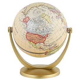 Annova Mini Antique Globe 4-inch / 10 cm - Swivels in All Directions Educational, Decorative, Unique, Small World, Desktop, Vintage (Mini Globe 4)