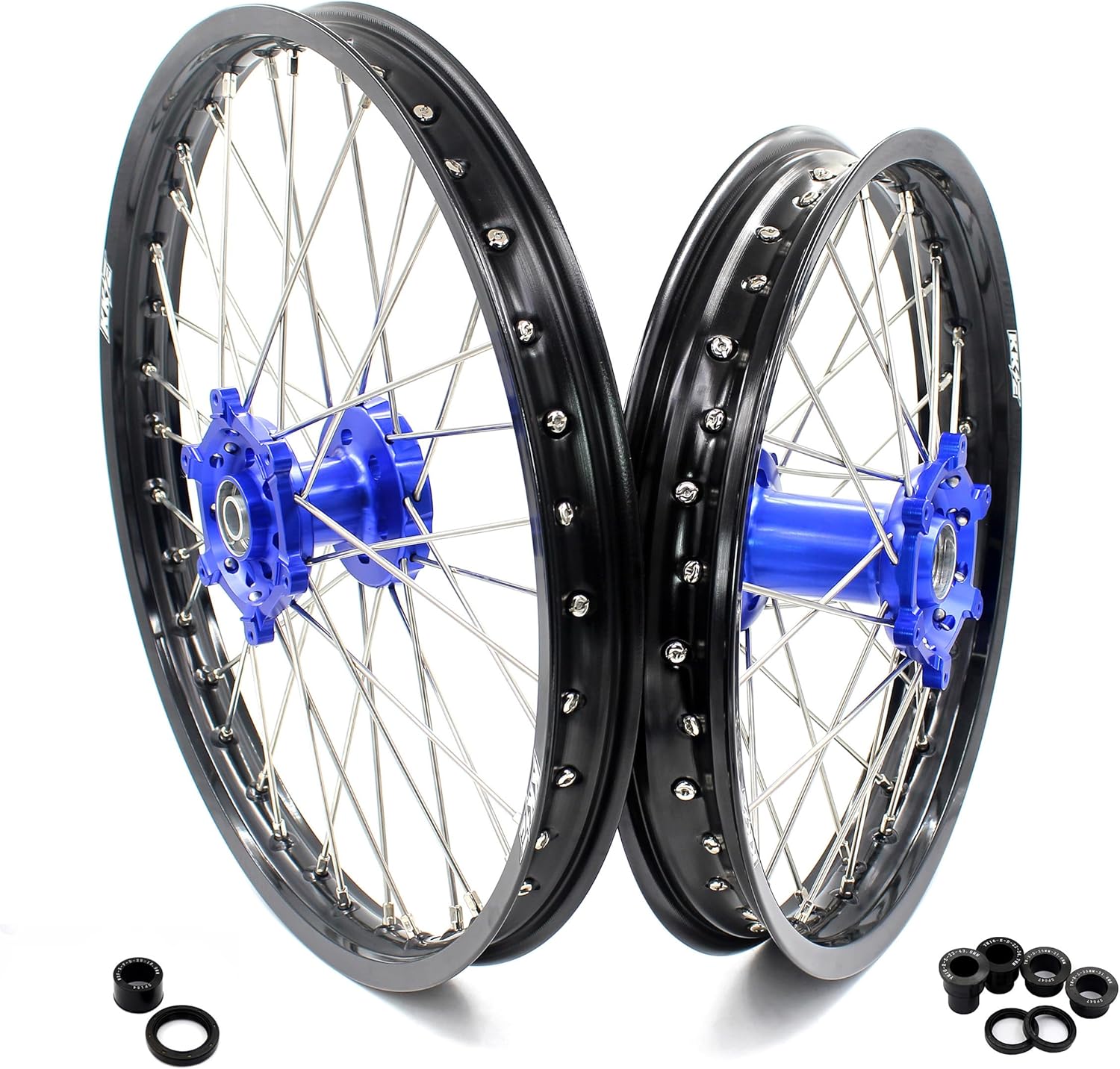 KKE 21/19 MX Wheel Fit YAMAHA YZ125 YZ250 99-26 YZ250F/YZ450F 03-2026 Spoked Wheels Blue Hubs