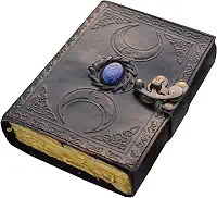 livro de feitiços livro de sombras, diário de grimório, livros de bruxaria, 200 antiguidades, borda de deckle, papel em branco, pedra semipreciosa, preto, lua tripla, terceiro olho, caderno de esboços