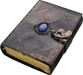 livro de feitiços livro de sombras, diário de grimório, livros de bruxaria, 200 antiguidades, borda de deckle, papel em branco, pedra semipreciosa, preto, lua tripla, terceiro olho, caderno de esboços