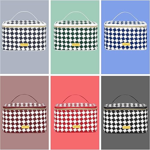 Miniatura 7 de AOYUNHUI Bolsa de maquillaje, bolsa de cosméticos portátil con asa, bolsa de gran capacidad, bolsa con cremallera, organizador de cosméticos de