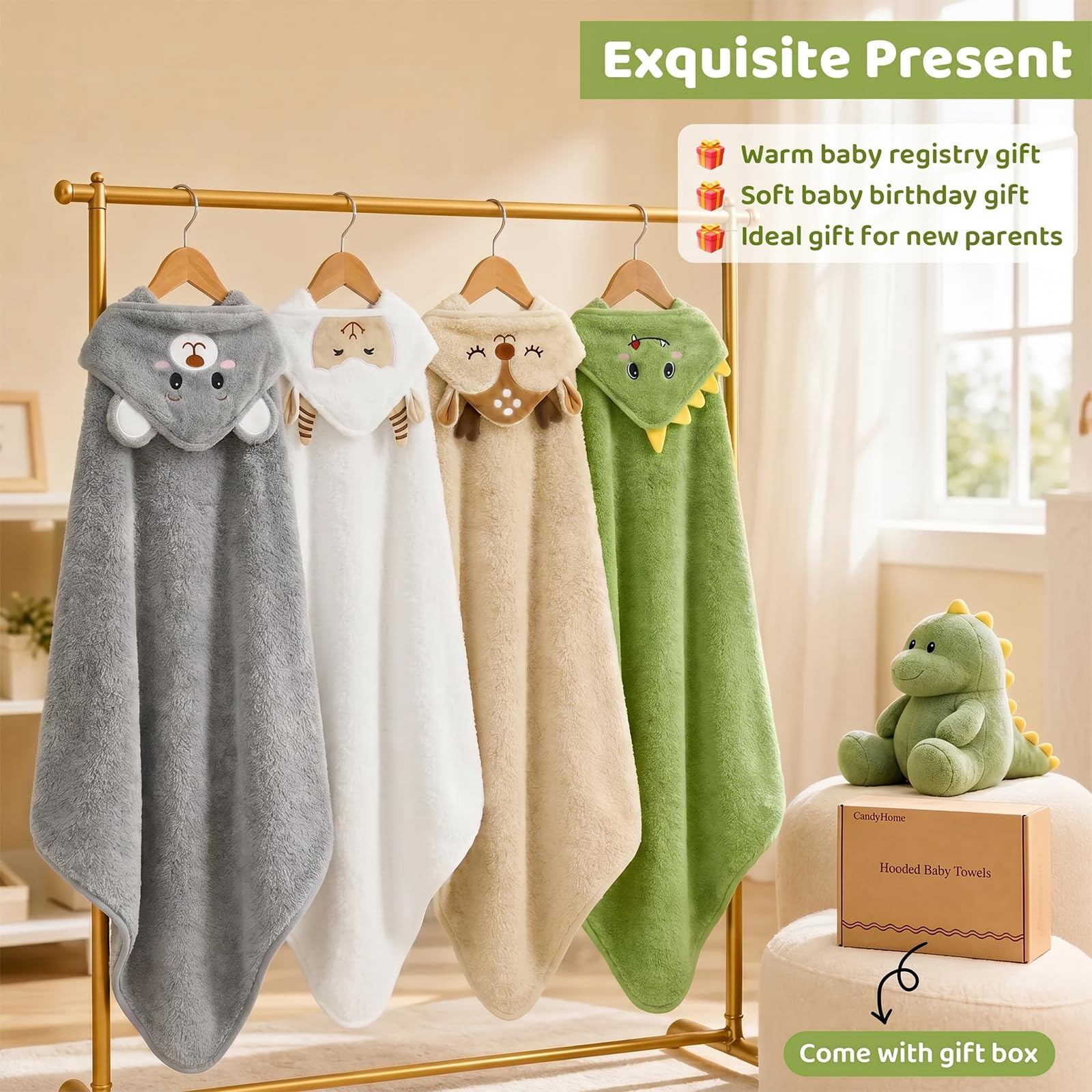 CandyHome 12 PCS Baby Bath Towels Set for Infants Toddlers Essentials view 6