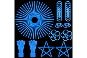 ILHSTY 100pk 8'' Blue Glow Sticks Glow Necklaces
