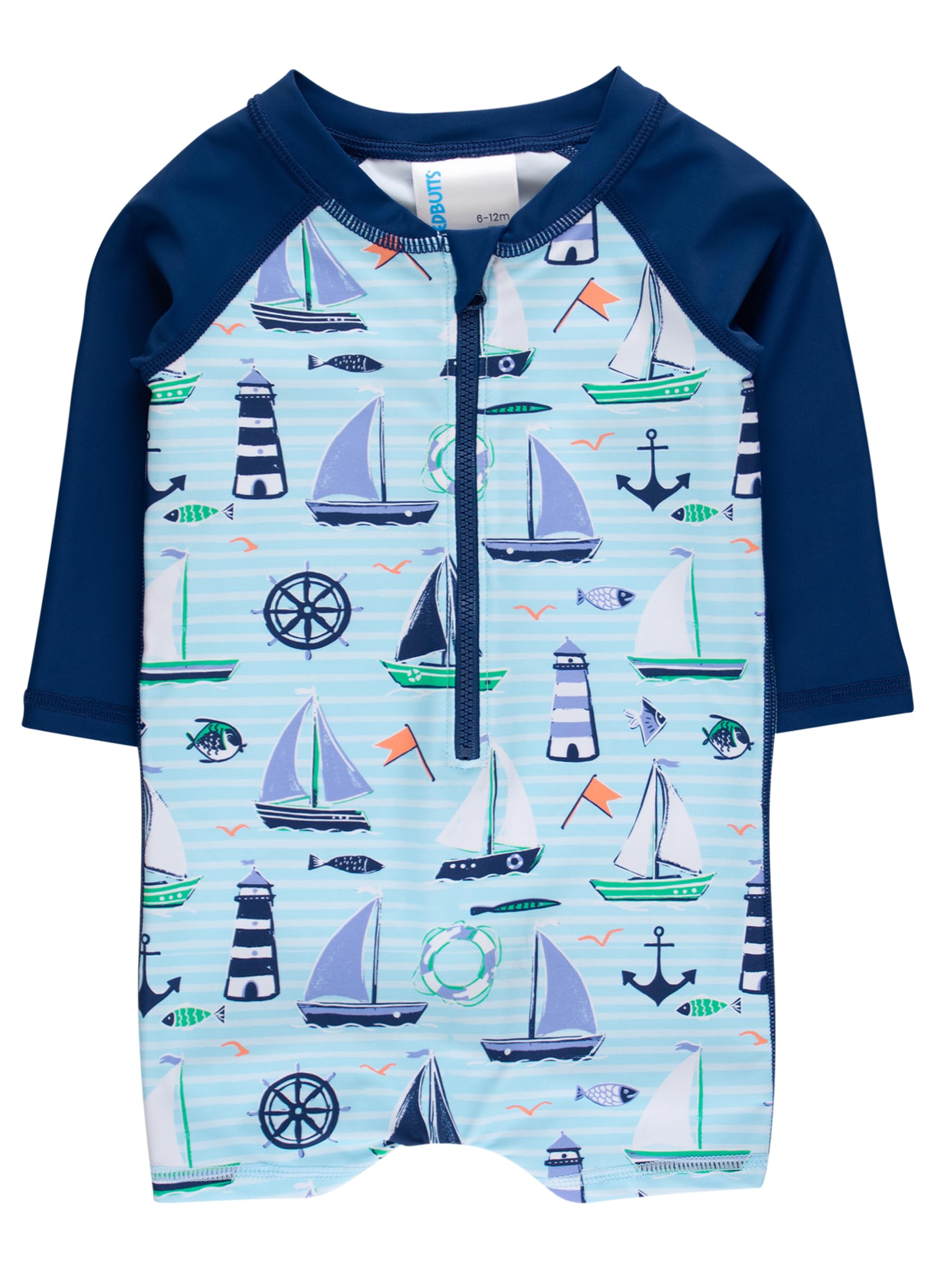 RUGGEDBUTTS Baby Boy Rash Guard Striped - One Piece Sunsuit UPF 50+
