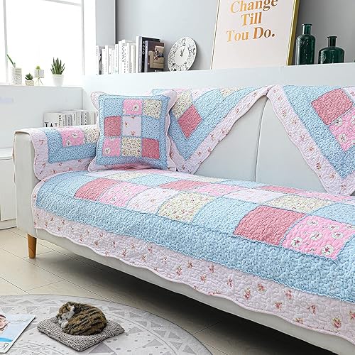 Miniatura 4 de vctops Fundas de sofá y sofá de algodón bohemio con retazos, fundas antideslizantes para sofá seccional, para perros, gatos y mascotas, para sofá