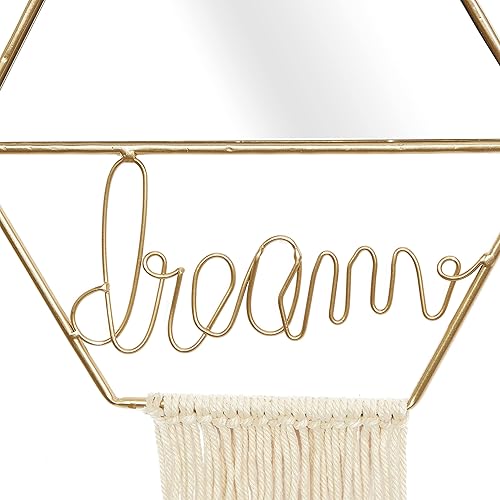 Miniatura 4 de Deco 79 Espejo de pared de metal hecho a mano con borlas de flecos, juego de 2 27 pulgadas, 28 pulgadas de alto, dorado