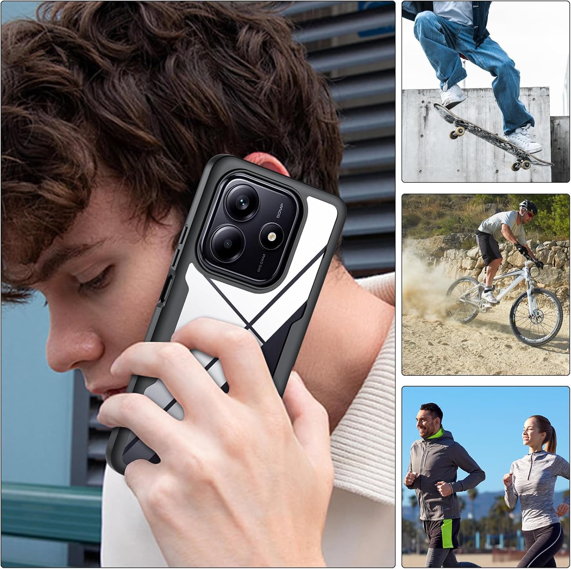 BOKYAS 360° Handyhülle Für Xiaomi Redmi 14C/Poco C75 – Crystal Clear, Stoßfest, Mit Displayschutzfolie, Lila