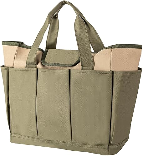 iSamLam Bolsa de tela Oxford para herramientas de jardín con asa de bolsillo, bolsa de almacenamiento reutilizable para herramientas de jardín