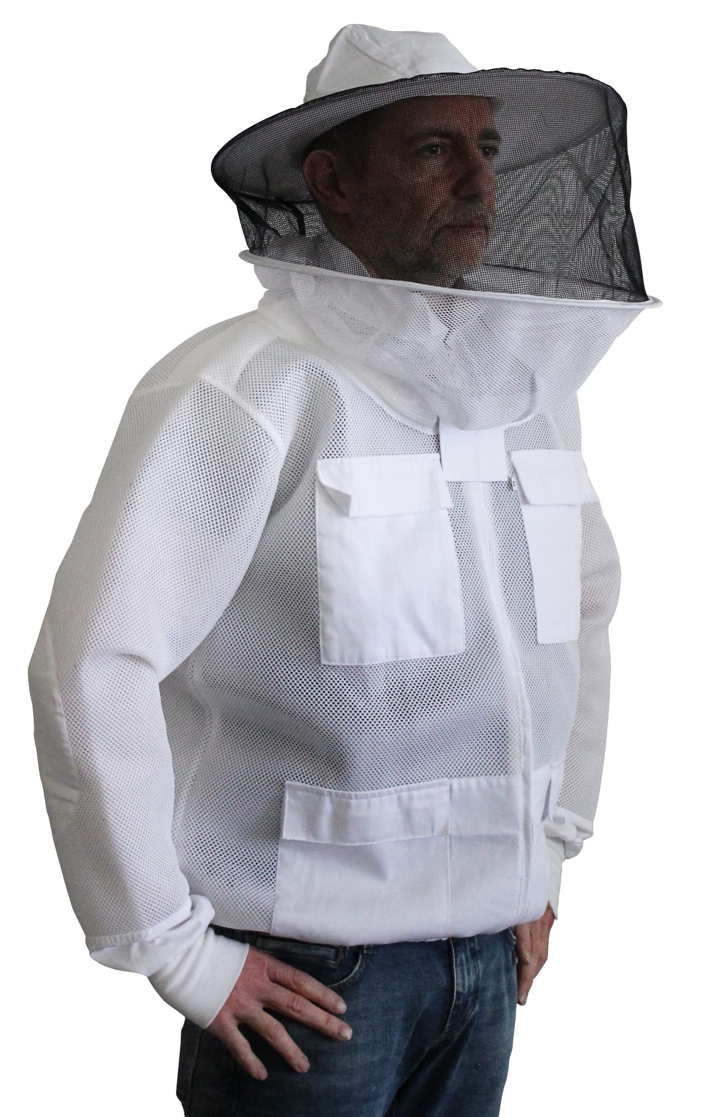 Vollventilierte Imkerjacke mit runder Haube, atmungsaktiv und dabei leicht