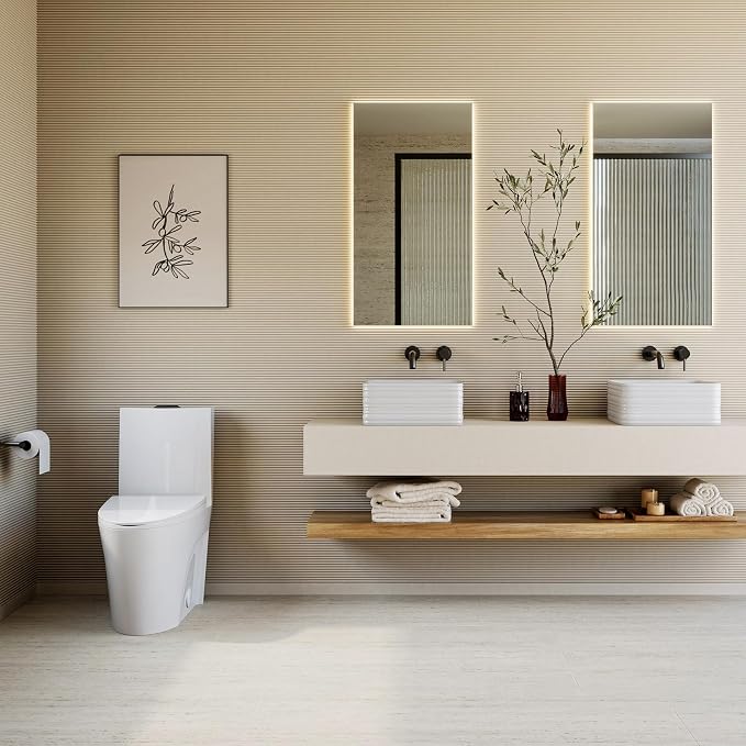Sanitario elongado moderno con descarga dual, color negro miniatura 7