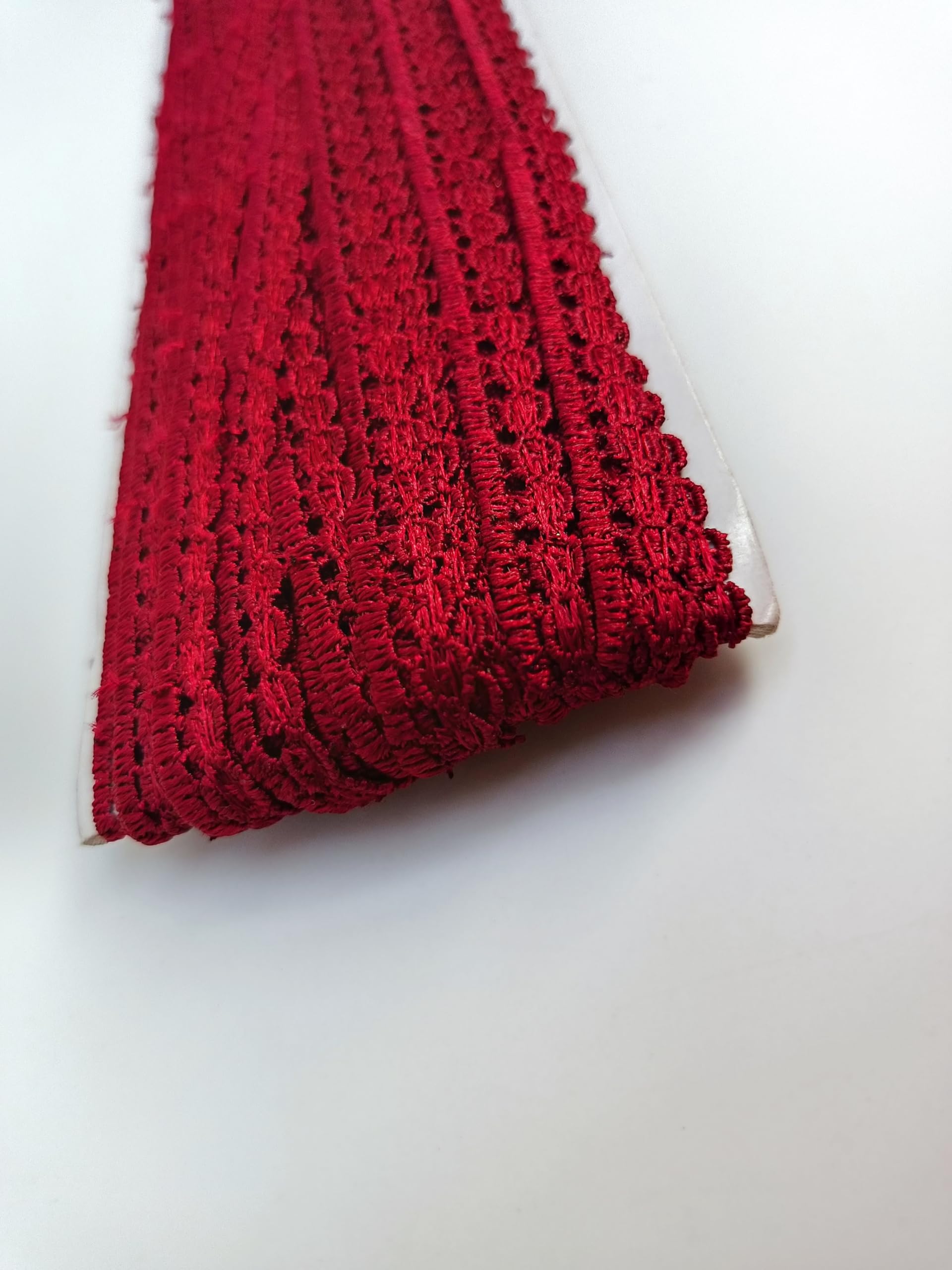 Swag Decorative Cotton Polyester Lace Trim for Saree Border, Blouse, Dupatta, Floral Pattern (Maroon, 9 Meter)-picture-10