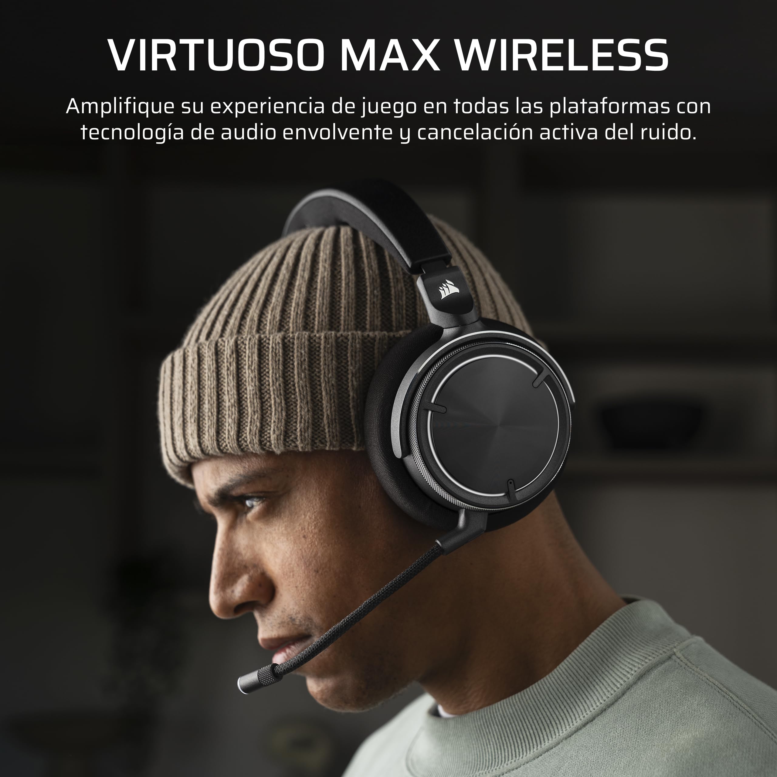 Corsair Virtuoso MAX Wireless para Xbox Auriculares para Juegos – Carbono | Bluetooth, Dolby Atmos, Cancelación Activa del Ruido, Micrófono de Calidad Broadcast, para Xbox, PC, Mac
