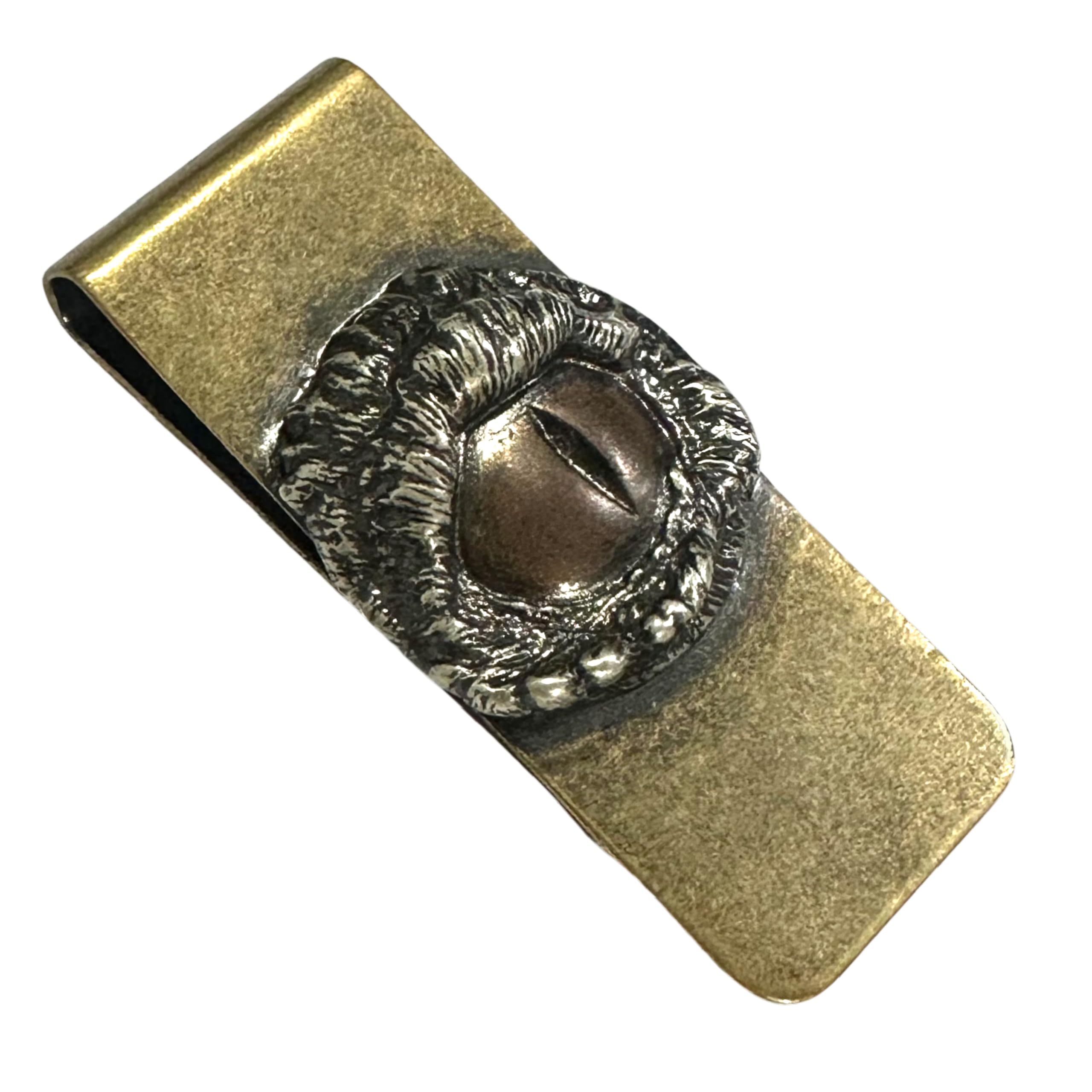 ELYN Snake Eye Brass Money Clip - Retro Distress Minimalist Pocket Metal Wallet Cash Clip & Card Holder for Bills & Credit Cards