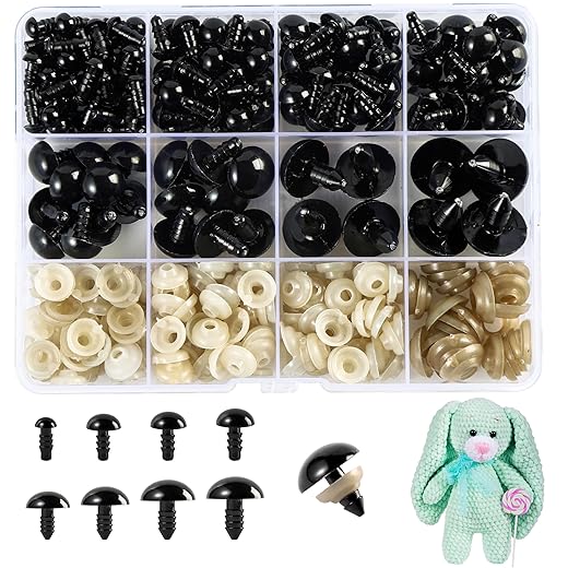 XKDOUS 6-18 mm, 8 Sizes Safety Eyes for Crocheting, Crochet Eyes for amigurumi, Stuffed Animal Doll Eyes for DIY Crafts