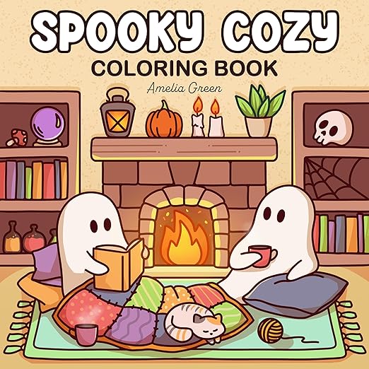 Spooky Cozy: Cute & Simple Coloring Book for Adults and Teens