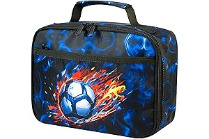 Kids Lunch Box With Flame Soccer Ball Design