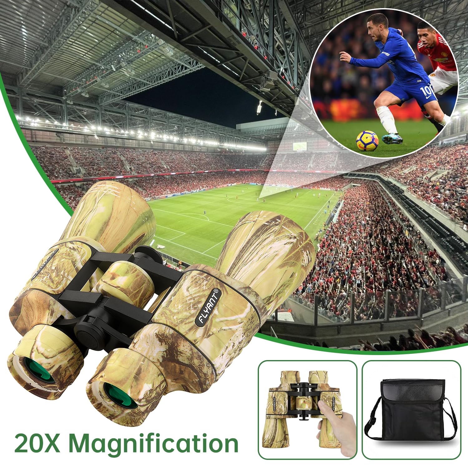Binocolo ad alta potenza 20 x 50 per adulti, impermeabile, con visione bassa della luce, per bird watching, caccia, campeggio, viaggi, crociera, escursionismo, sport, osservazione delle stelle, regalo