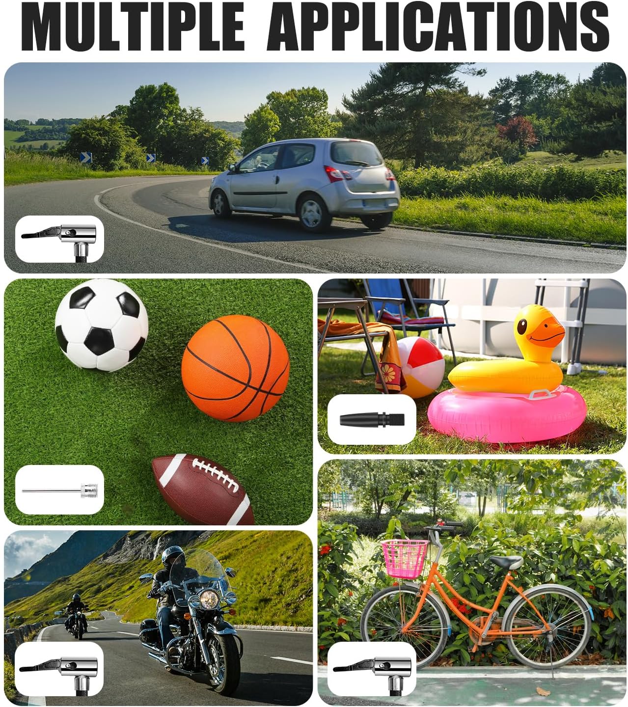 AVID POWER 12V Tire Inflator Portable Air Compressor, Portable Car Air Pump w/Display Gauge and LED Light, Air Pump for Car Tires, Bike, Motorcycle, Compact, Lightweight (Red) - Image 8