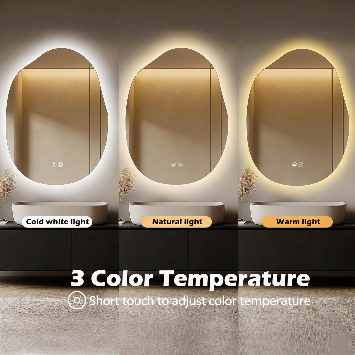 LED Bathroom Mirror with Lights, 24x32 Inch LED Bathroom Vanity Mirror Smart Backlit Mirror for Bathroom with 3 Colors, Dimmable, Anti-Fog, Memory, Al-Alloy Lampshade (Horizontal/Vertical)