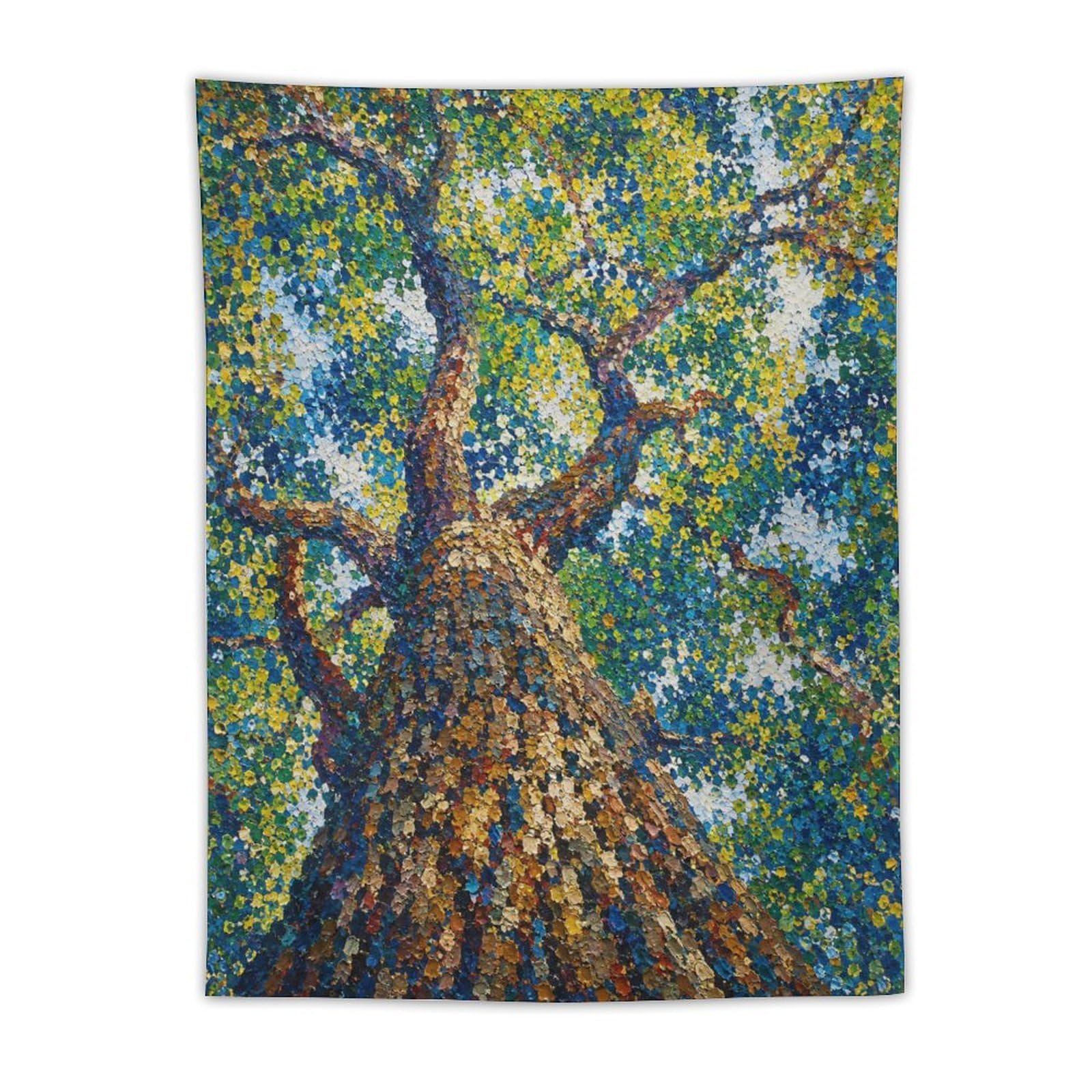 H3B8U2Y5 Rainbow Dot Tree Wall Tapestry, Impressionist Style, College Dorm