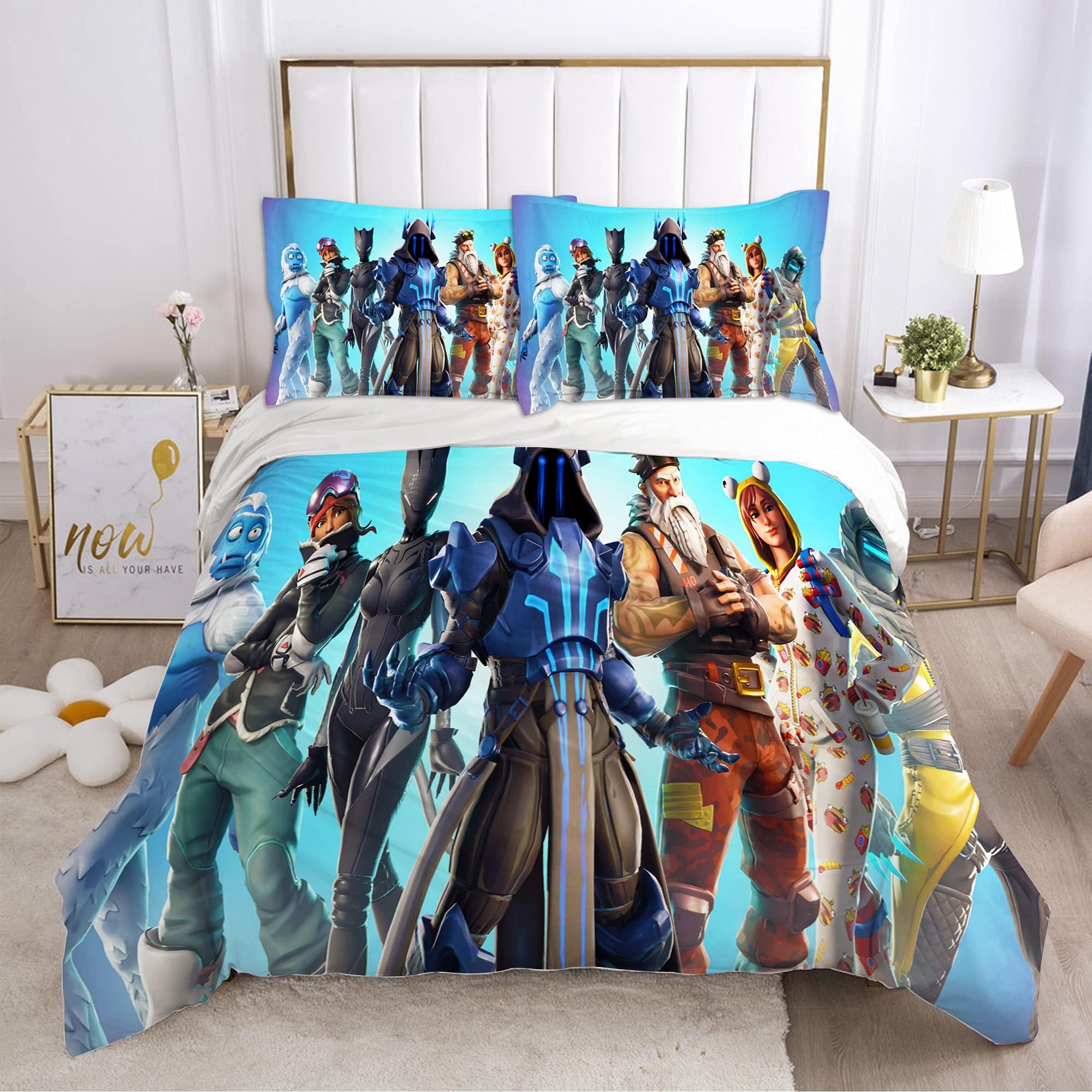 Juner Bed Set 3D Gamer Duvet Cover Bedding Sets for Boys Kids Teens Girls, 1 Quilt Cover 2 Pillowcases, Twin Size, No Comforter