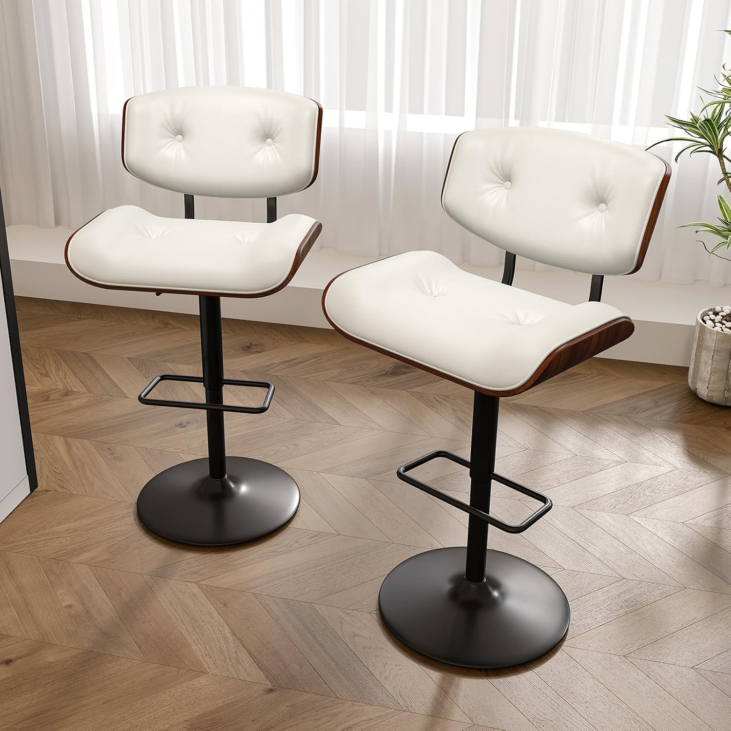 Amazon.com: LUXOAK Modern Bar Stools Set of 2, Adjustable Swivel ...