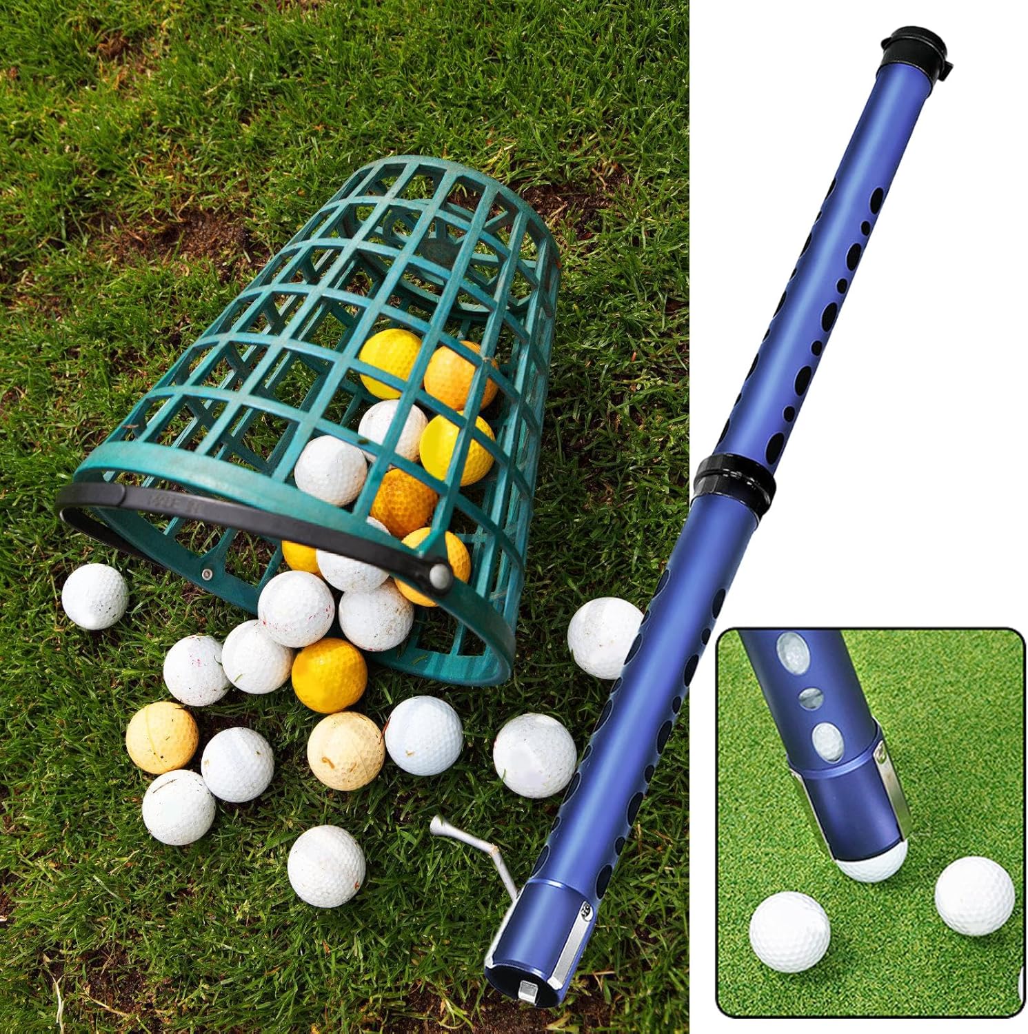 Golfs ボールレトリーバー、アルミ合金ピッカーアッパーチューブ、ゴルフボールシャガーグラバーゴルフボールコレクターピックアップツ