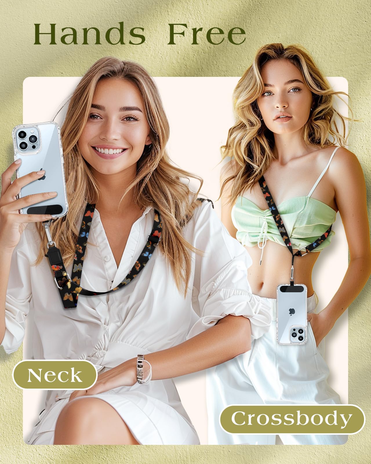 Yiflin 3-in-1 Handy-Umhängeband Zweifarbig – Verstellbar, Anti-Diebstahl, Als Crossbody- Oder Handgelenkband