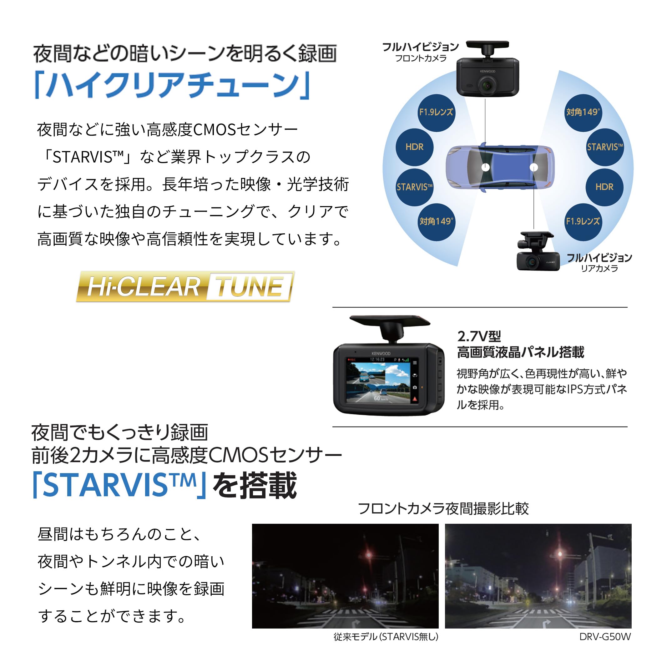 Amazon | ケンウッド(Kenwood)前方・後方撮影ドライブレコーダー