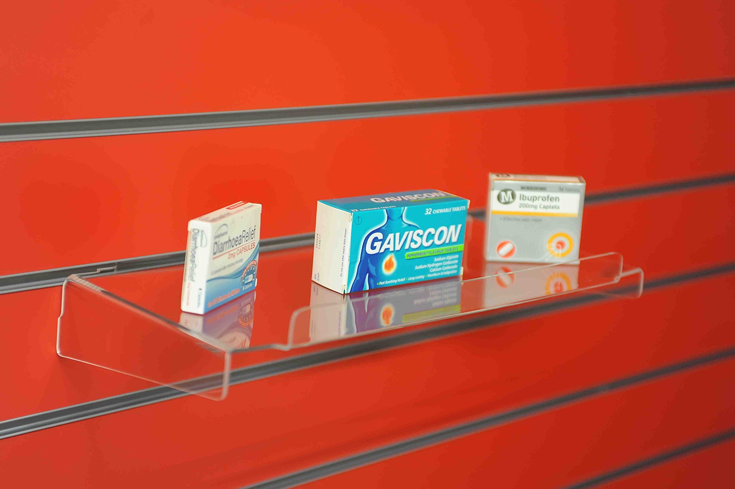 Slatwall Shelf 1 Count 400mm x 300mm Clear Acrylic Slatwall Clear Shelf 1 Shelf 10 kg 40cm x 40cm x 3cm