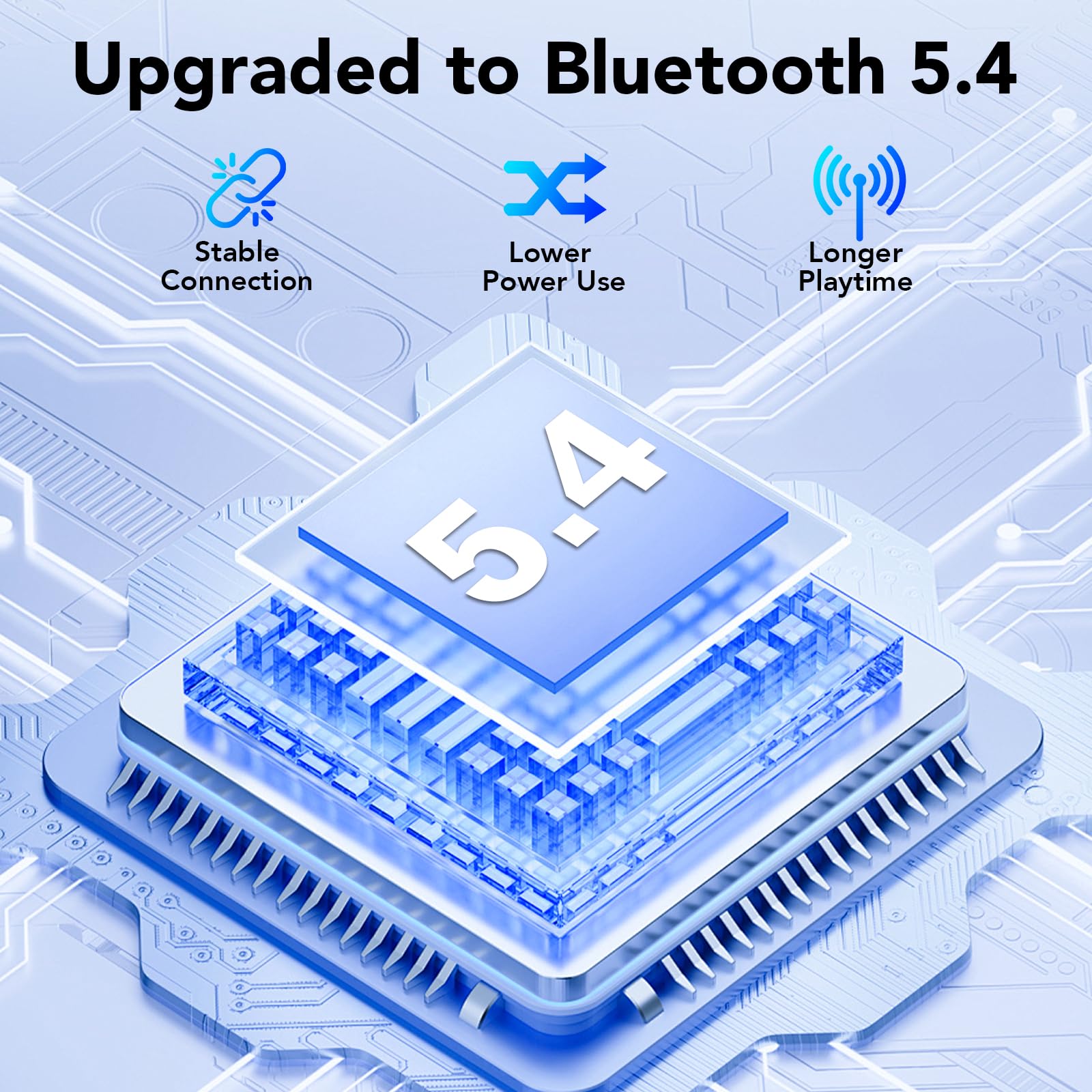 Wireless Earbuds, 2026 Bluetooth 5.4 Headphones in Ear with 4 ENC Mic Ear Buds HiFi Stereo Sound Wireless Earphones 40H Playtime Bluetooth Earbud IP7 Waterproof USB-C for iOS/iPhone/Android Black — view 3