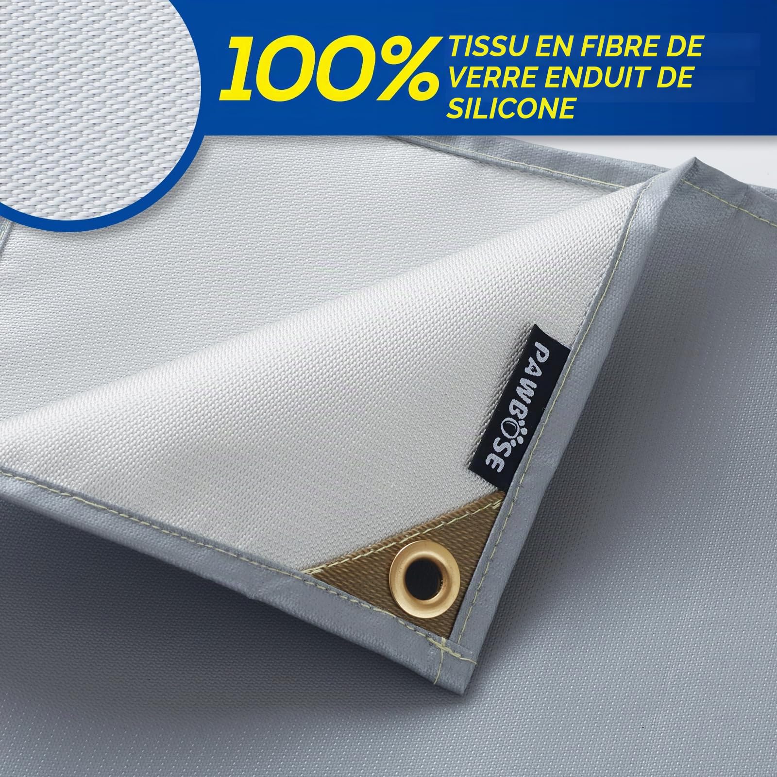 PAWBOSE Lot de 2 couvertures de soudage 120x180 cm, ignifuge fibre verre enduite silicone pour soudage/découpage. Protection ultra-résistante, avec sac rangement, utilisable intérieur/extérieur.