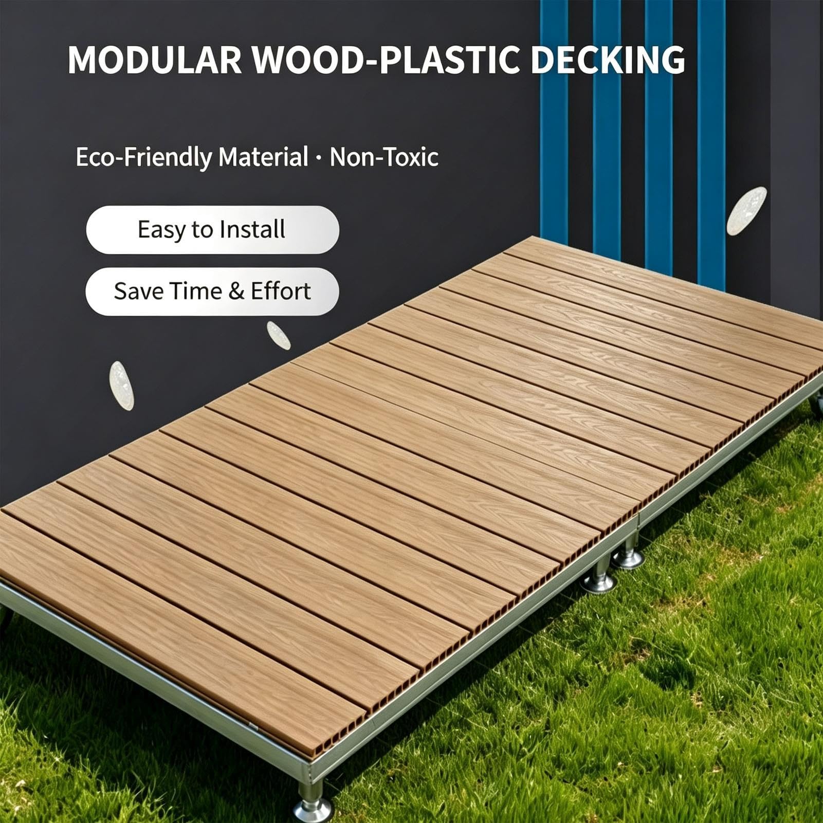 Plataforma de Terraza Prefabricada de Composite, Altura Ajustable, Modular