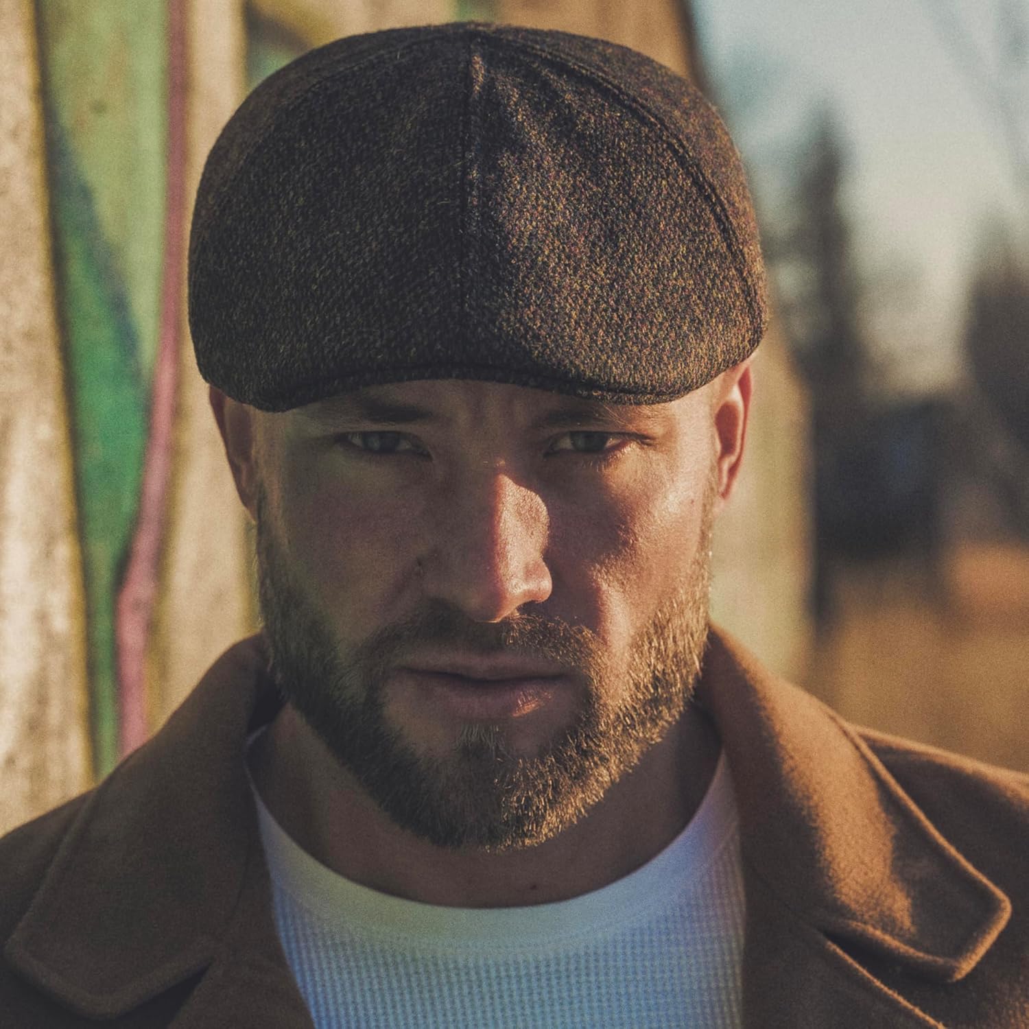 Sterkowski Rusty | Harris Tweed Flat Cap for Men and Women | Classic 6 Panel Warm Breathable Duckbill