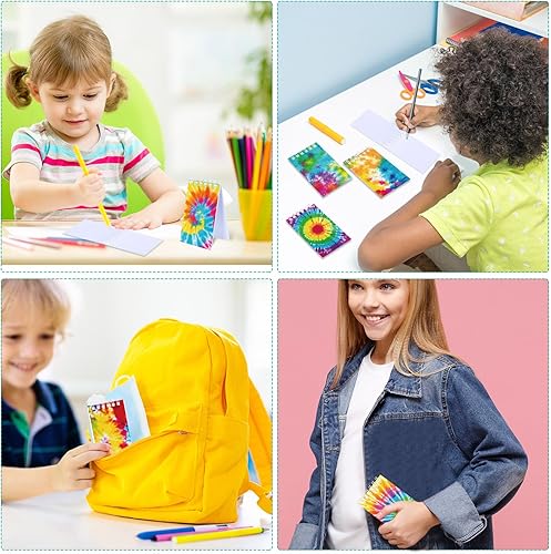 Miniatura 6 de Zonon 48 mini blocs de notas de teñido anudado a granel en blanco, mini cuadernos en espiral, blocs de notas de arte pastel para fiesta de