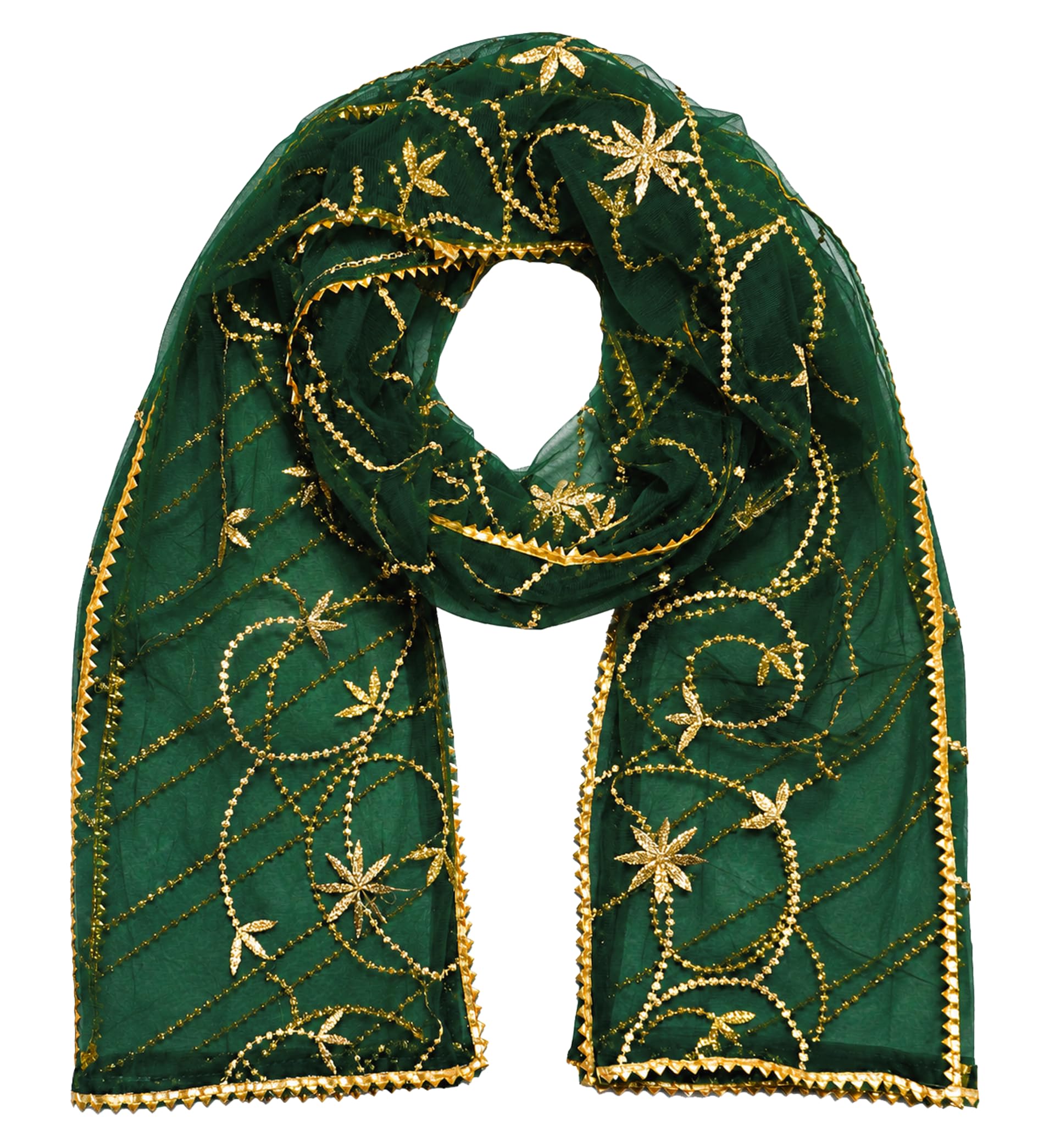 youthquake Emboridered Heavy Net Dupatta for Womens & Girls With Fancy Gota Patti Lace-picture-0