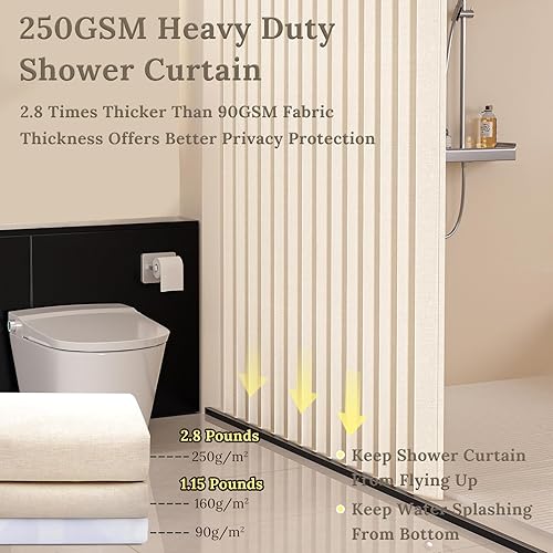 Miniatura 2 de South to East Cortina de ducha impermeable, cortina de ducha plegable magnética resistente, no tóxica, 72 x 80 pulgadas, juego de cortinas de baño