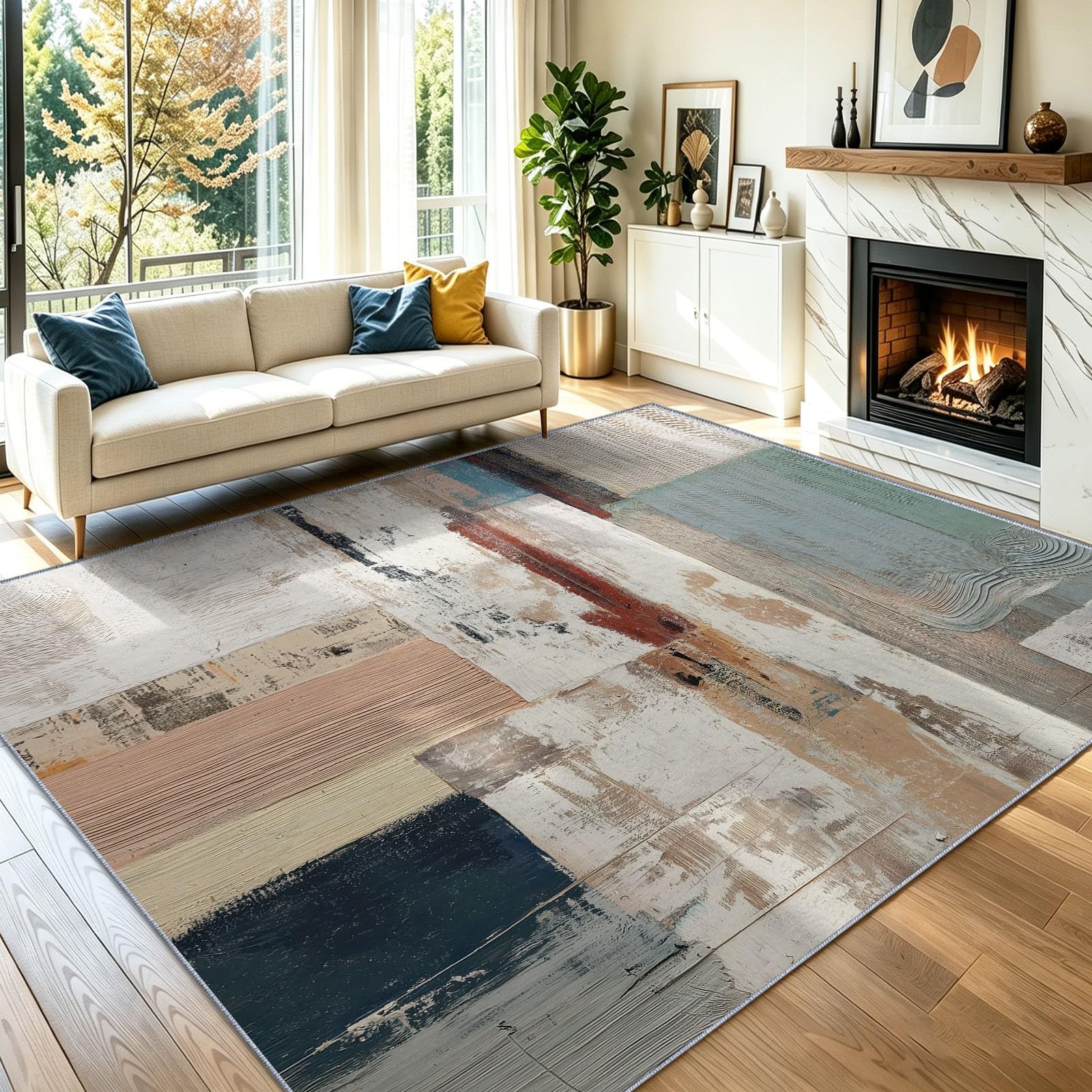 Tapis lavable antidérapant poil ras 90x150cm idéal pour chambre enfant