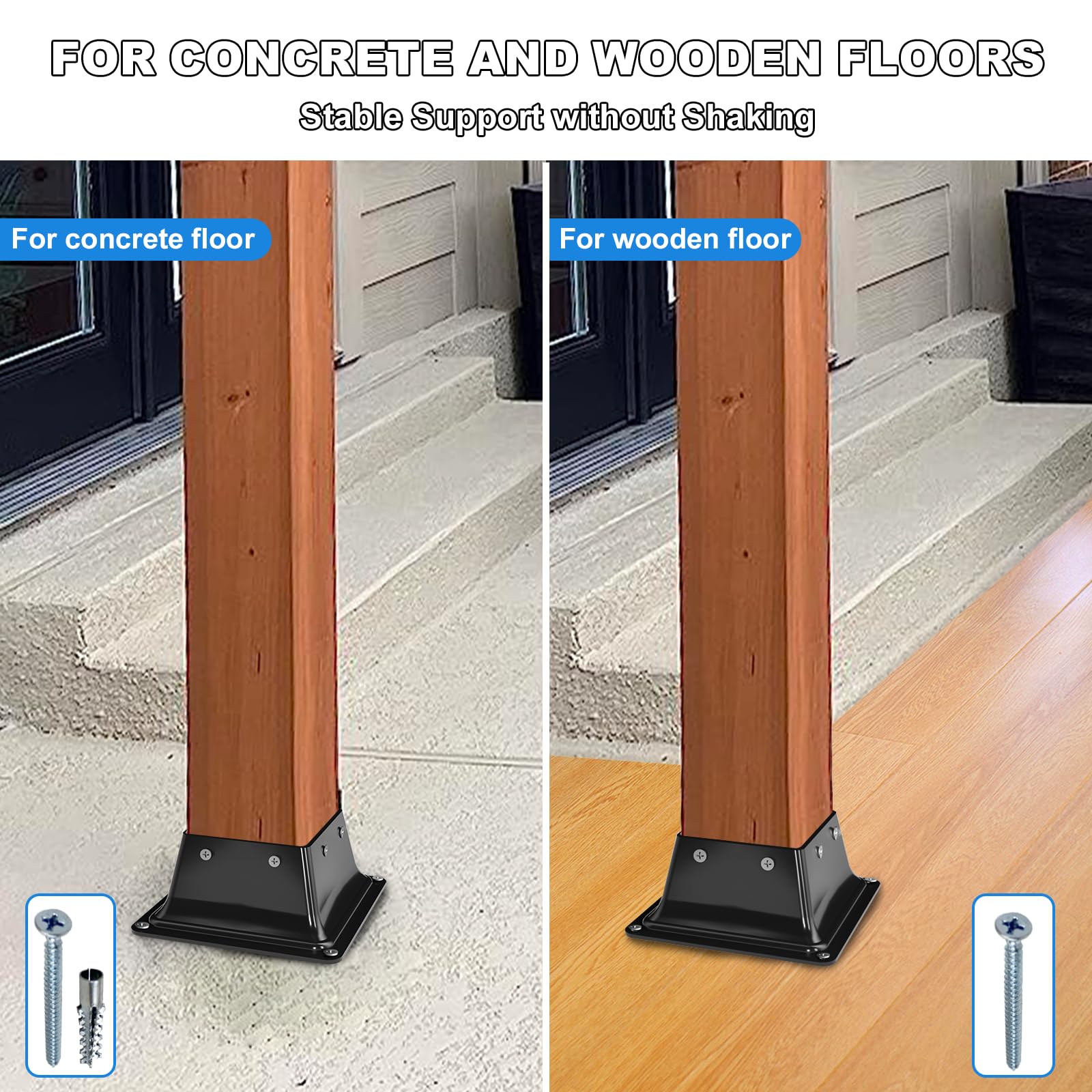 Base de poste de 4 x 4, 10 unidades, tamaño interior de 3.5 x 3.5, soportes de poste de metal resistente, anclajes de poste de cubierta, soporte de poste de madera con recubrimiento en polvo para