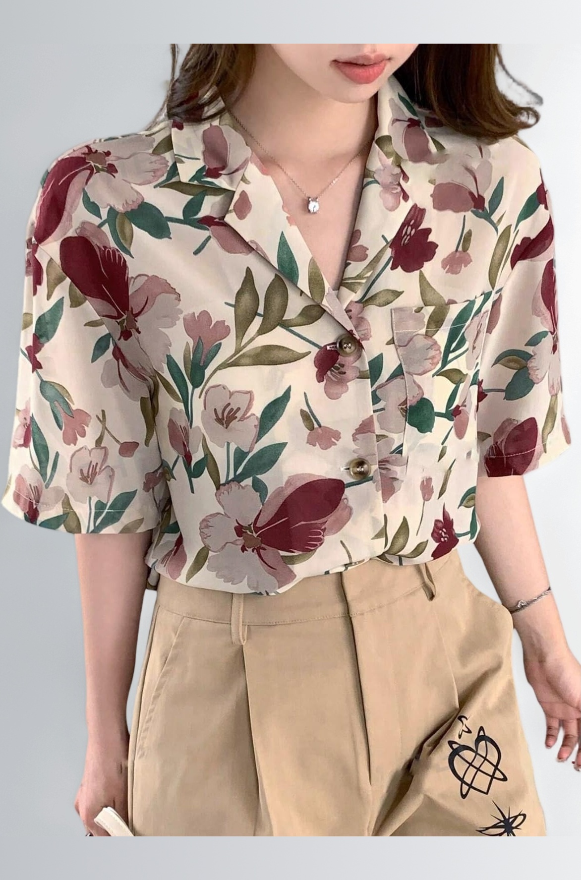 Women Crepe Oversized Shirt Korean Casual Short Sleeve Loose Fit Top | Summer Wear