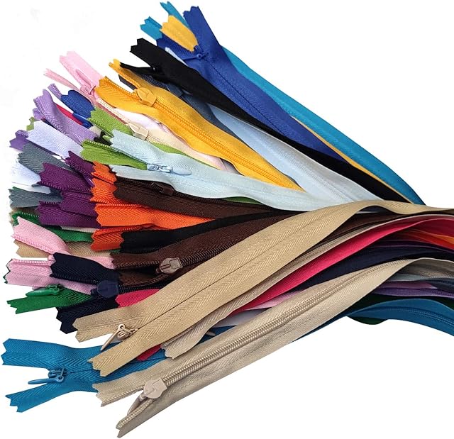 Qililandiy 40pcs Mixed Colors Nylon Invisible Zippers for Sewing Craft, Dresses, Skirts, Pillows 50cm Long 20 Colors
